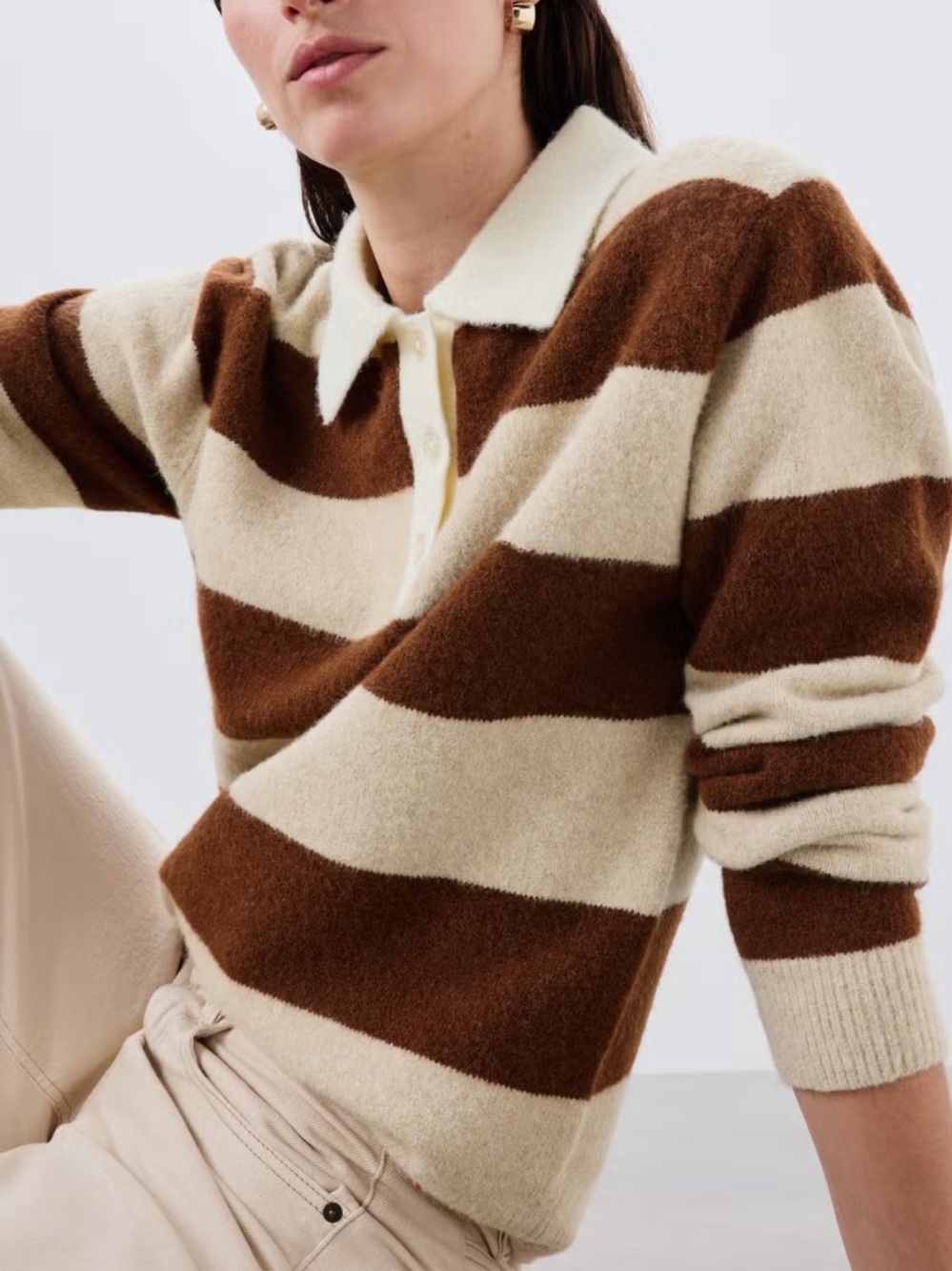 Banana Republic 100% Cashmere Striped Rugby Sweater